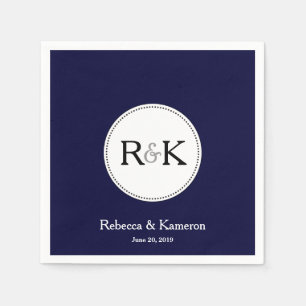 Dark Blue Mit Monogramm Wedding Serviette