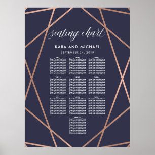 Dark Blue Modern Diamond Wedding Chart Poster