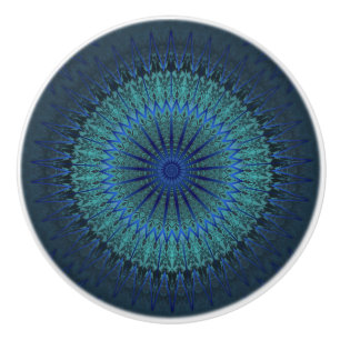 Dark Blue Modern Mandala Keramikknauf