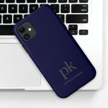 Dark Blue Modern Minimalistisch Simple Monogram