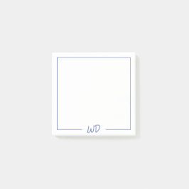 Dark Blue Monogram Initials Post-it Klebezettel