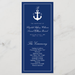 Dark Blue Nautical Wedding Program Rack Cards Programm