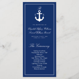 Dark Blue Nautical Wedding Program Rack Cards Programm