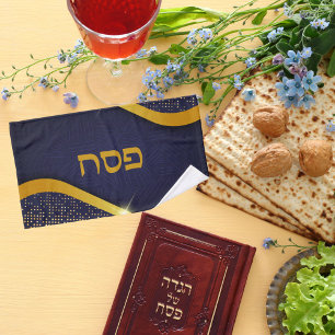 Dark Blue Netilat Yadayim Hebrew Passover Handtuch