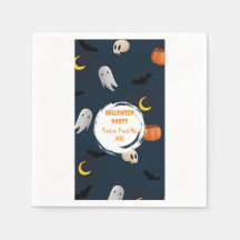 Dark Blue Niedlich Pumpkin Ghost Moon Halloween