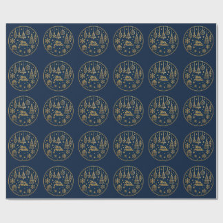 Dark Blue ＆Ornament Merry Christma　Rapping 　Paper Geschenkpapier
