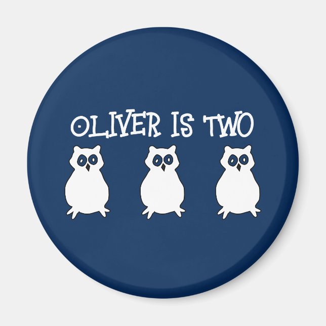 Dark Blue Owl Birthday Magnet (Vorne)