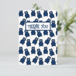 Dark Blue Owl Birthday Party Dankeskarte