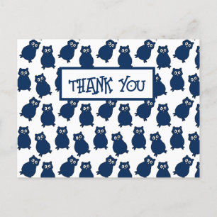 Dark Blue Owl Geburtstagsparty Danke Postkarte
