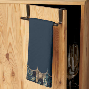 Dark Blue Paisley Gemustert Accent Geschirrtuch