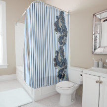 Dark Blue Paisley Stripe Muster Retro Chic Boho