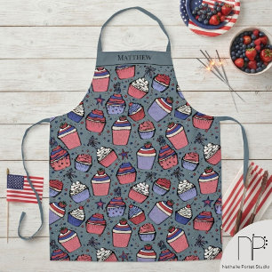 Dark Blue Patriotic 4. Juli Cupcakes Custom Schürze