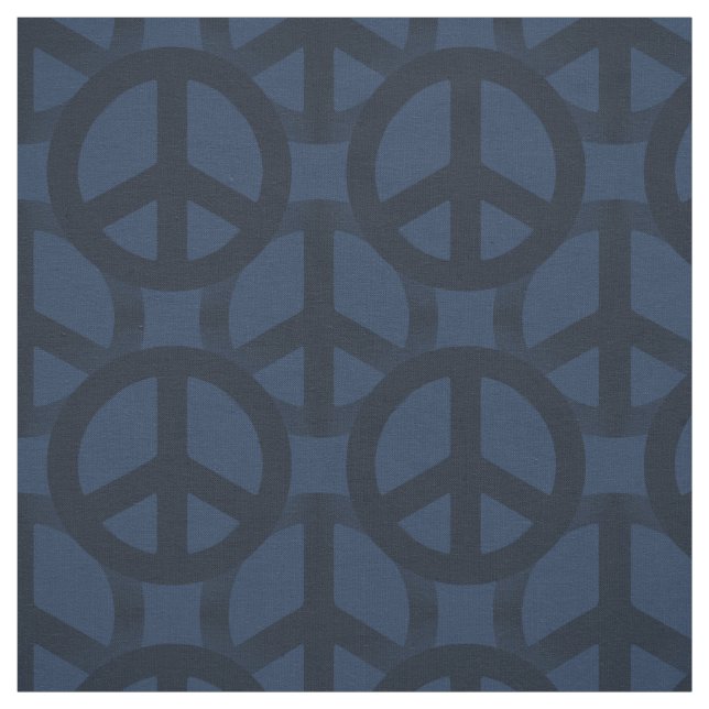 Dark Blue Peace Sign Stoff (Muster)