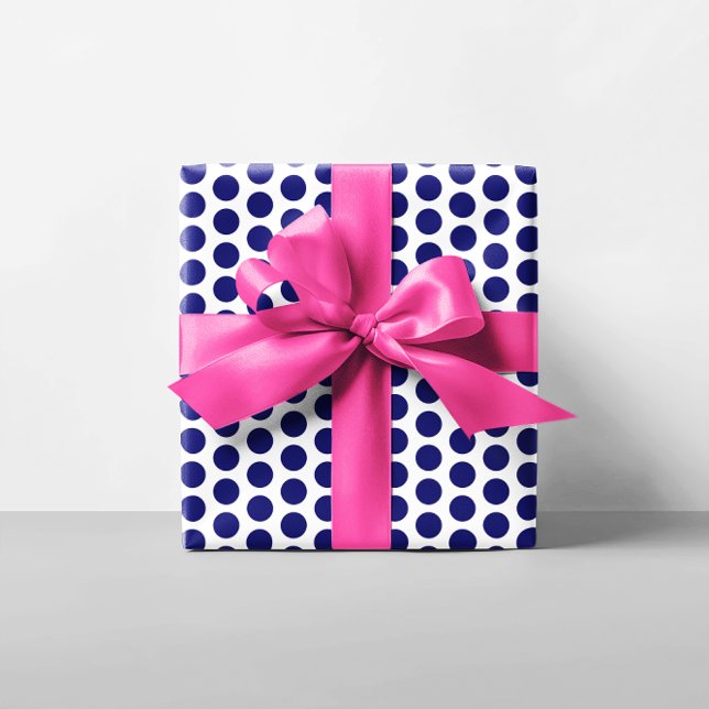 Dark Blue Polka Dots Geschenkpapier (Blue Dots Gift Wrap)