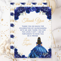 Dark Blue Princess Floral Quinceañera