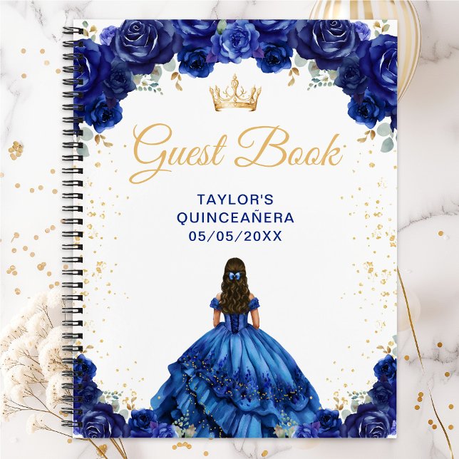 Dark Blue Princess Quinceañera Gästebuch Notizbuch (Von Creator hochgeladen)