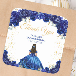 Dark Blue Princess Quinceañera Vielen Dank Quadratischer Aufkleber