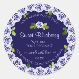 Dark Blue Product Packaging Labels Coole Rose Fram Runder Aufkleber