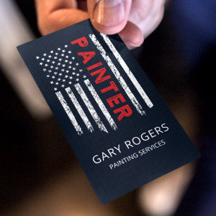 Dark Blue QR Code Painting Services Visitenkarte