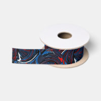 Dark Blue Red und White Wirbel Ribbon