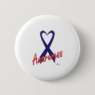 Dark Blue Ribbon Awareness Design Button