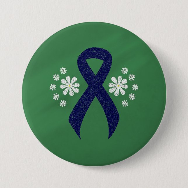 Dark Blue Ribbon Chalkboard Button (Vorderseite)