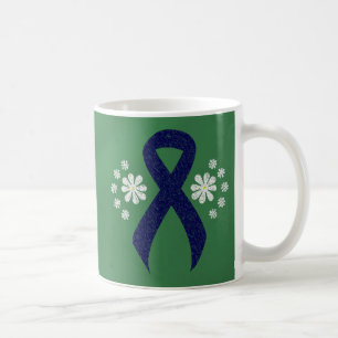 Dark Blue Ribbon Chalkboard Tasse