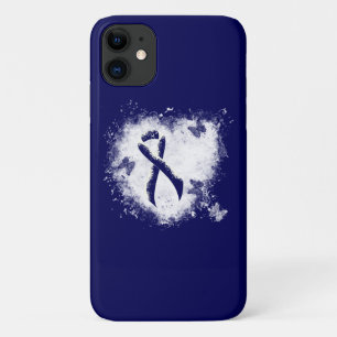 Dark Blue Ribbon Grunge Herz iPhone 11 Hülle