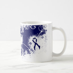 Dark Blue Ribbon Grunge Herz Kaffeetasse