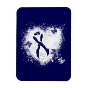 Dark Blue Ribbon Grunge Herz Magnet