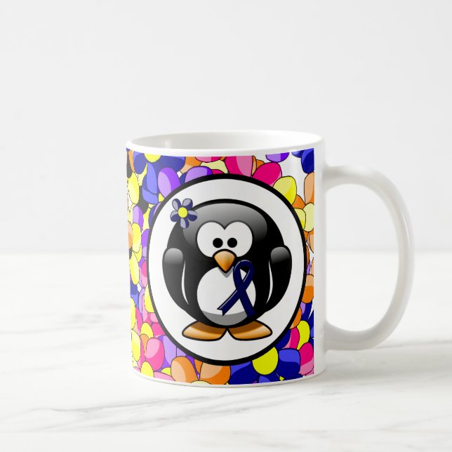 Dark Blue Ribbon Penguin Kaffeetasse (Rechts)