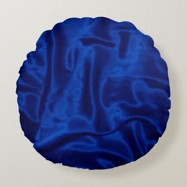 Dark Blue Satin Round Throw Kissen (Vorderseite)