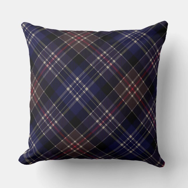 Dark Blue Scottish Tartan Kariert Kissen (Vorderseite)