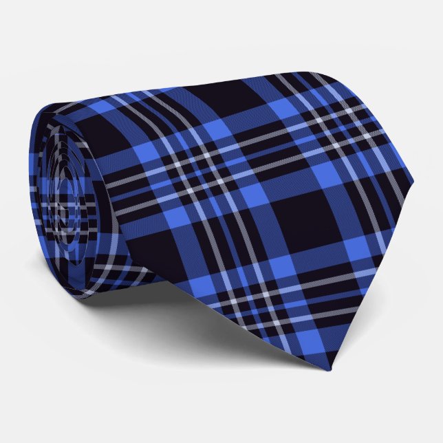Dark Blue Scottish Tartan Pattern Krawatte (Gerollt)