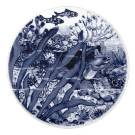 Dark Blue Sea Life Eel Muscheln Korallenriff Keramikknauf
