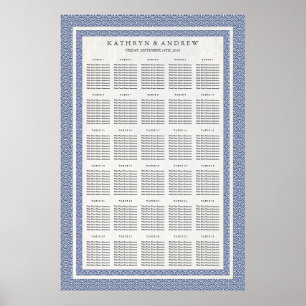 Dark Blue Seigaiha Hochzeit-/Veranstaltungsdiagram Poster
