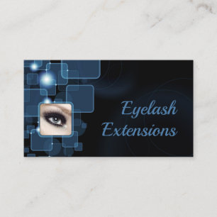 Dark Blue Shimmering Cubes Eyelash Extensions Card Visitenkarte