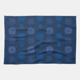 Dark Blue Snowflake Pattern Geschirrtuch