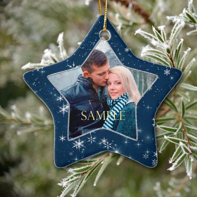 Dark Blue Snowflake Star Keramik Ornament (Von Creator hochgeladen)