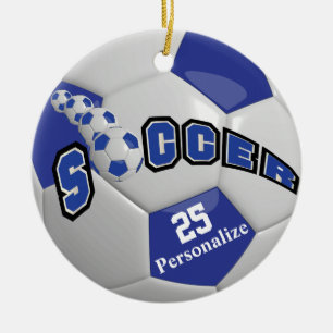 Dark Blue Soccer Ball Personalisieren Keramik Ornament