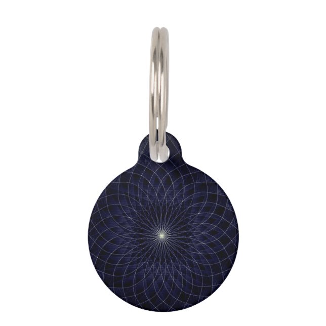 Dark Blue Spiral Mandala Haustiermarke (Vorderseite)
