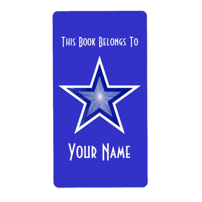 Dark Blue Star Buchzeichen-Label groß blau (Vorne)