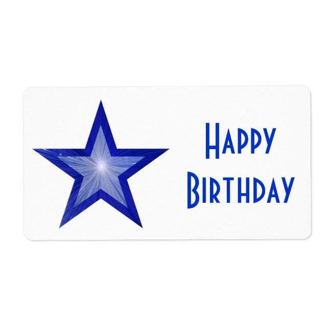 Dark Blue Star "Happy Birthday" groß weiß (Vorne)