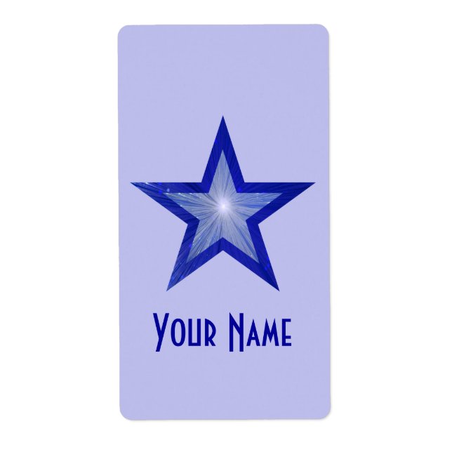 Dark Blue Star "Name"-Label groß blass blau (Vorne)