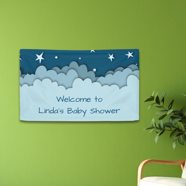Dark Blue Stars Celestial Welcome Baby Dusche Banner (Von Creator hochgeladen)