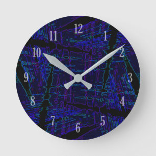 Dark blue streaked pattern runde wanduhr