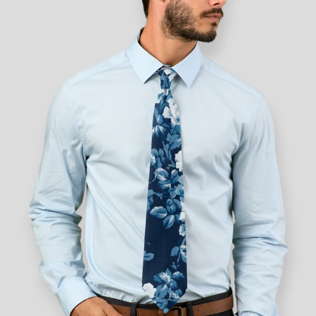 Dark blue tie, floral tie, floral ties for wedding krawatte (Von Creator hochgeladen)