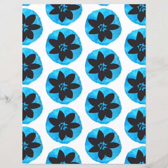 Dark Blue Tropical Blume Scrapbook Paper (Vorderseite)