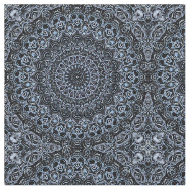 Dark Blue und Black Mandala Design Stoff (Nahaufnahme)