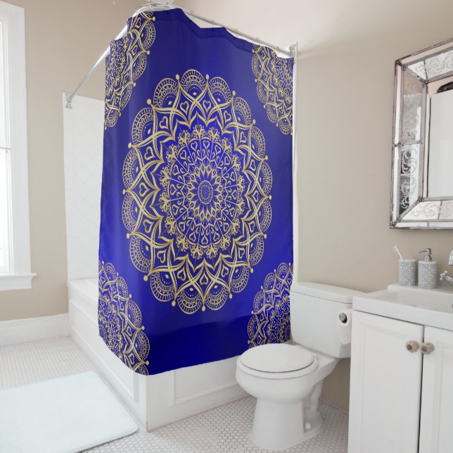 Dark Blue und Gold Elegant Duschvorhang (Beispiel)